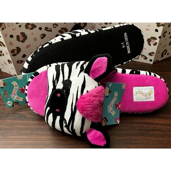 Original Squishmallows Tracey The Zebra Adult Slippers - Picture 1 of 7